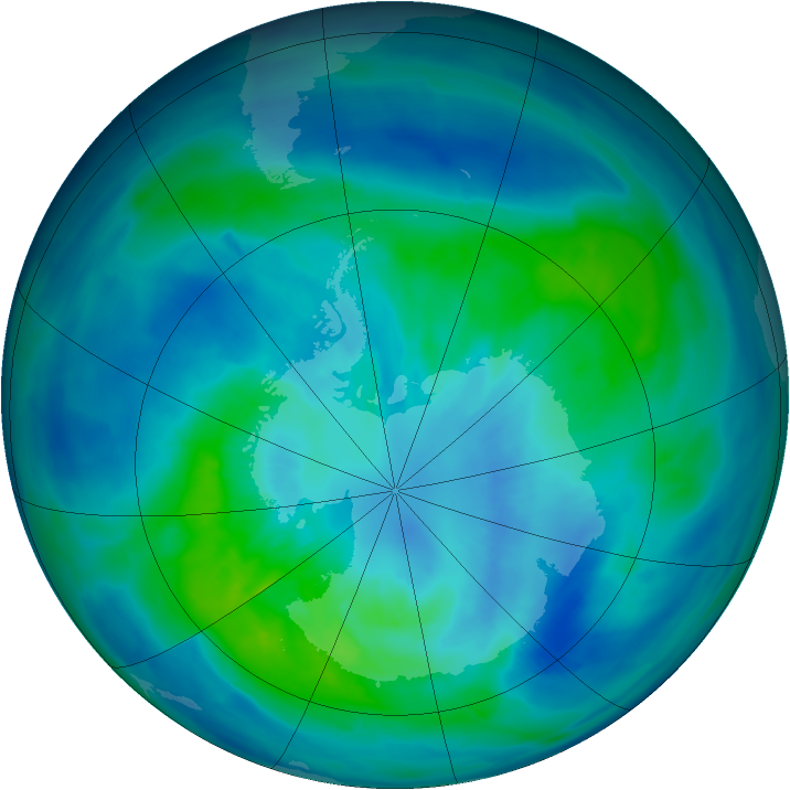 Antarctic ozone map for 28 March 2014